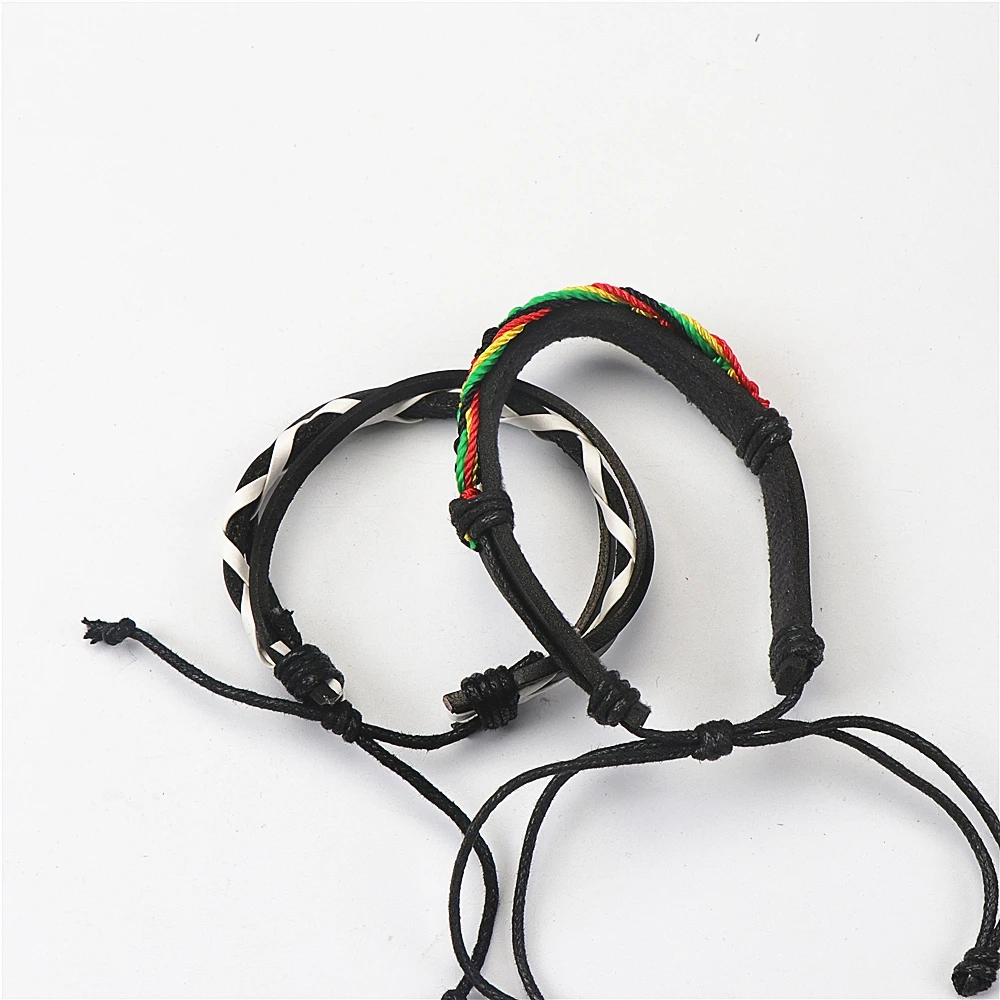Colorful Braid Leather Adjustable Bracelets Bangles For Women Men 10/20/30/50/100pcs/lot