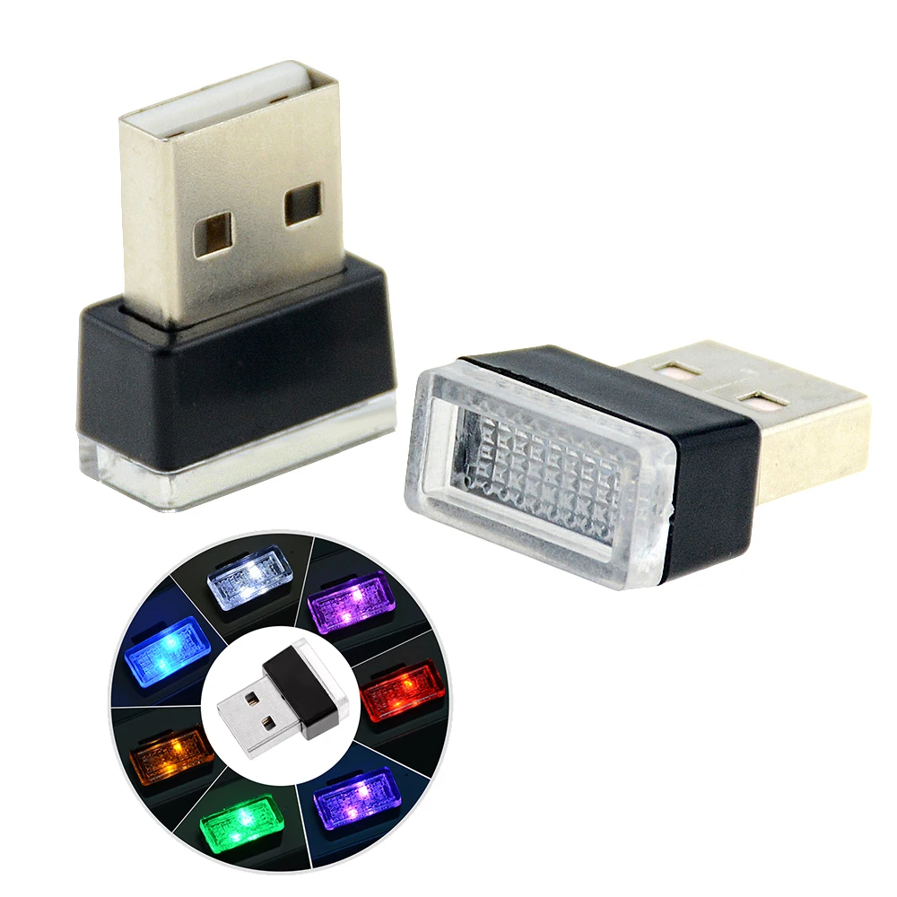 Mini USB LED Auto Licht Auto Innen Atmosphäre Licht Dekorative Lampe  Notfall Licht PC Auto Bunte Licht 7 Farben - AliExpress