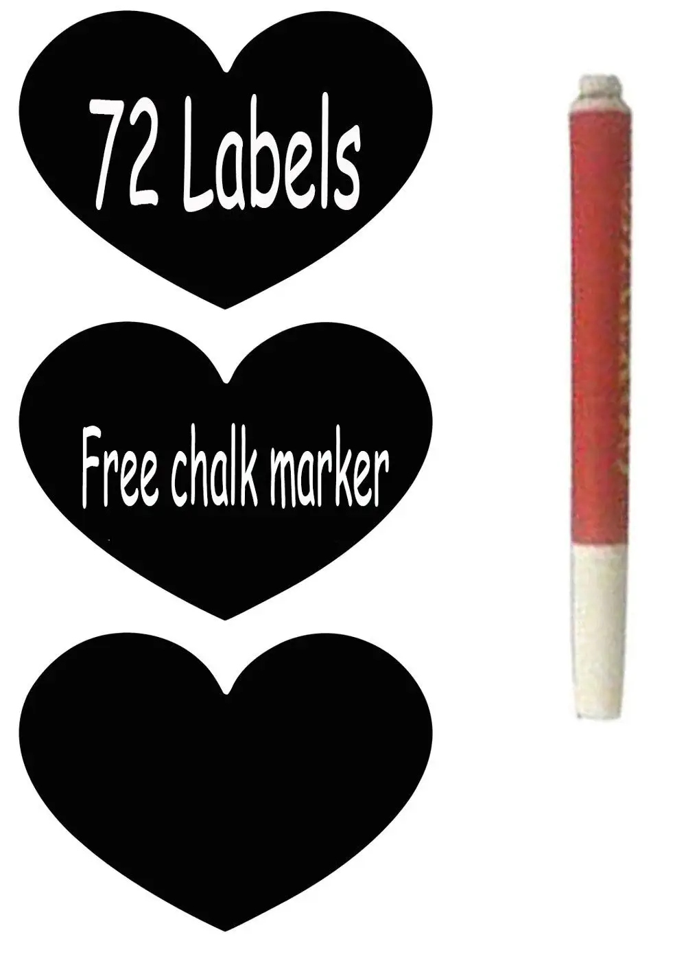 

Heart Pattern Chalkboard Label Chalk Pen Stickers Wall Kitchen Cup Bottle Decor Sticky Decal Gift+1 White Liquid Chalk Marker