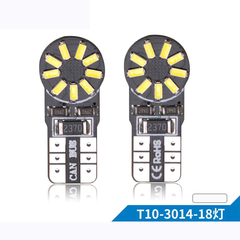 10 шт. T10 светодиодный Canbus 18 Smd 3014 без ошибок OBC 194 168 W5W 18smd светодиодный интерьер приборная лампочка лампа белый 6000k