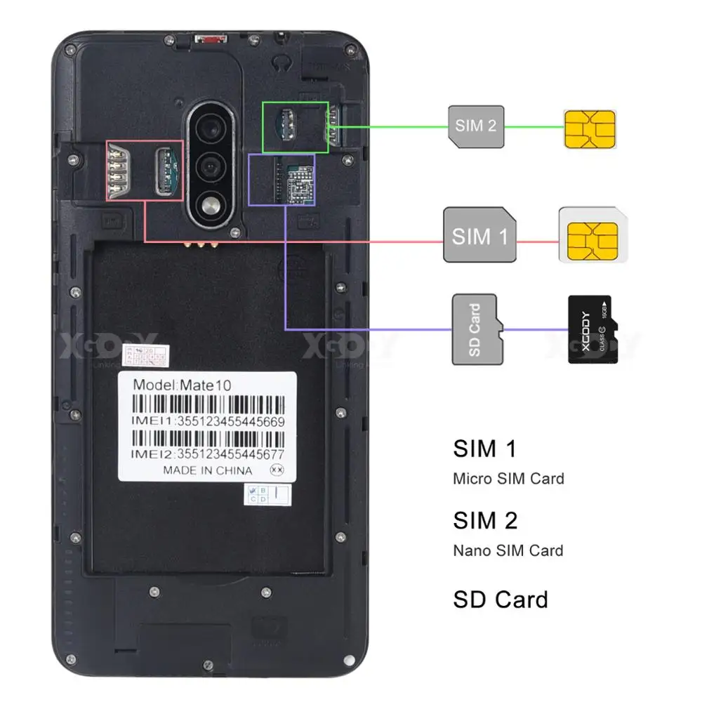 XGODY Mate 10 MTK6570N Dual Core 1GB 8GB Mobile