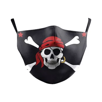 

Face Mouth Pirate Logo Print Adult Fabric Mask Cover Washable PM2.5 Dust Filter Reusable Mask Protective Purifying Air