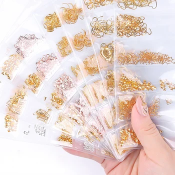 

6 styles/bag 3D geometric Sea Animal Metal Rivets Nail Art Studs Decal Decoration Nail Shell Sticker Manicure DIY Accessories