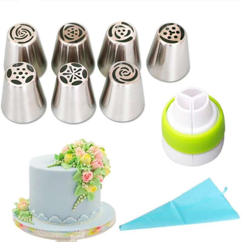 Russian Flower Cake Icing Piping Nozzles Decorating Tips Baking Tools Adapter US