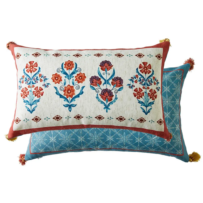Этническая в стиле бохо декоративный разноцветная льняная наволочка винтажная 18