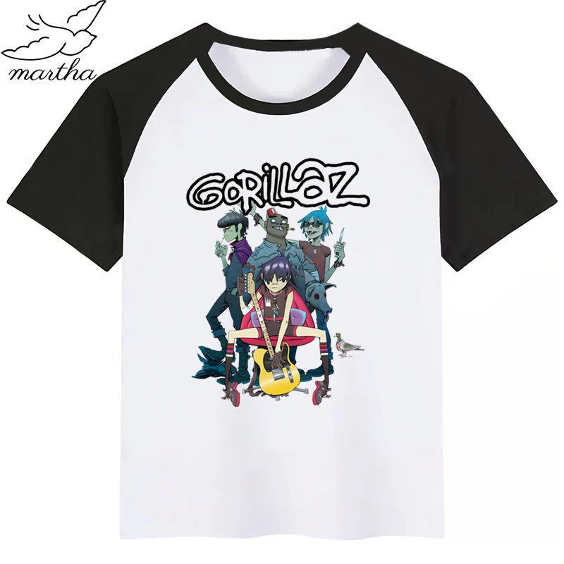 BoysGirls Gorillaz/футболка с принтом героев мультфильмов детская забавная одежда летняя