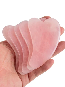

100% Natural Rose Quartz Stone Jade Guasha Crystal Board Scraper Gua Sha Massage Tools For Face Neck Back Body Massage