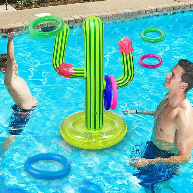 Swimming Pool Accessories Inflatable Cactus Ring Toss Game Set Floating Pool Toys Beach Party Supplies Water Sport Fun Toys 1