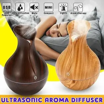 

Essential Oil Diffuser Aromatherapy Purifier Aroma Air Humidifier Wood Grain With LED Lights USB Rechargeable Cool Mist Maker