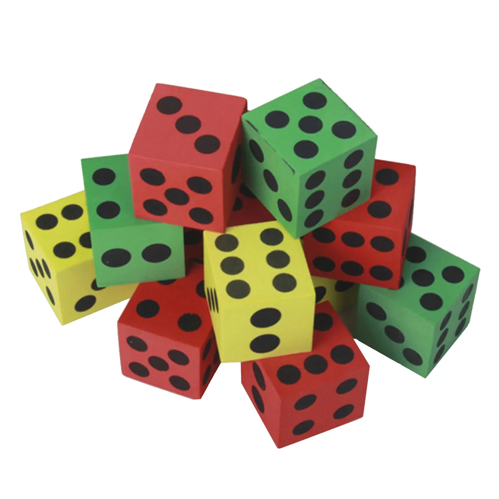 12pcs MOULDED FOAM DICE 3.8cm Kids Child Room Activities Games Math Teaching