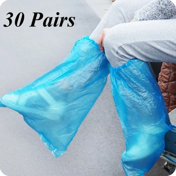 

30 Pairs Waterproof Boot Covers Plastic Disposable Shoe Covers Rain Boot High-Top Protective Bag Freeshipping