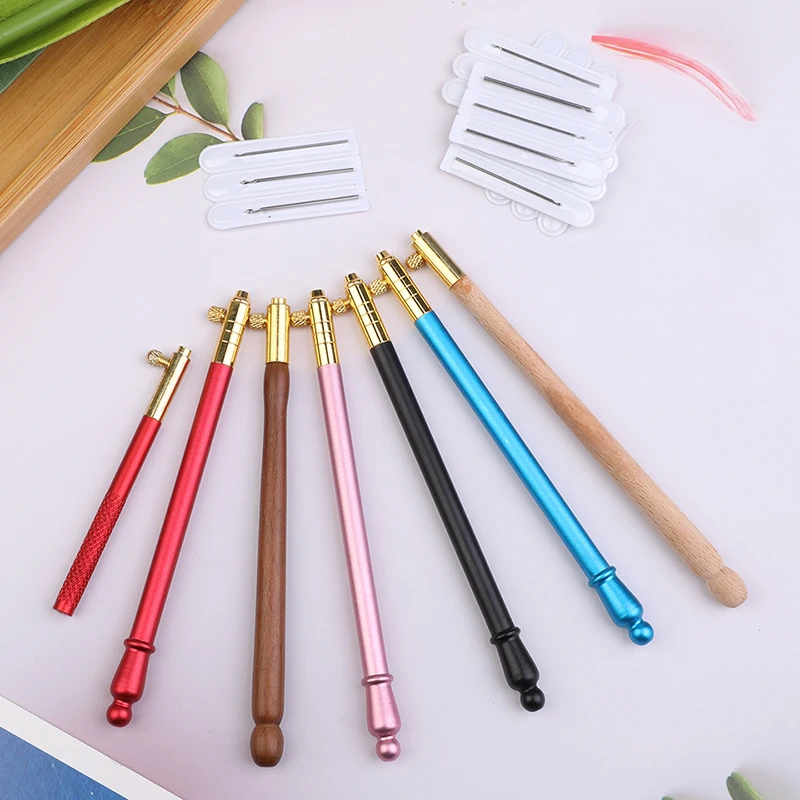RORGETO Tambour Hook French Embroidery Needles Punch Pen with 3 Needles Crochet Hook for Cross Stitching Knitting Craft Kit
