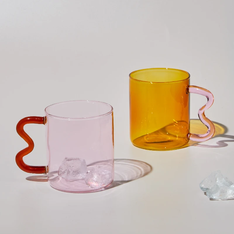 Wavy Handle Coloured Glass Mug | HOMELIVY