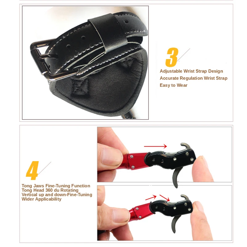 JianZD Black Color Archery Caliper Release Aid Compound Bow Strap Shooting Pro Arrow Trigger