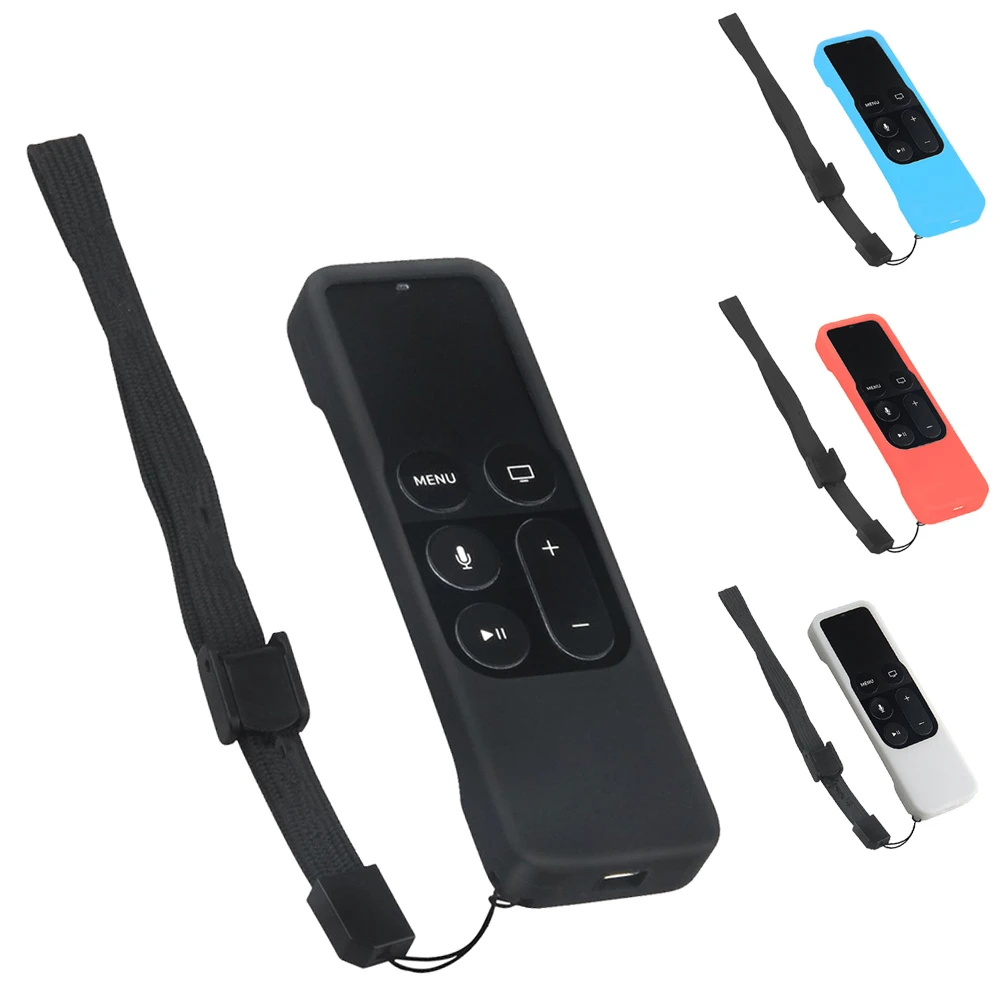 

Protection Cover Soft Silicone Anti-Slip Case Skin Guard with Lanyard for Apple TV 4th Generation Siri Remote Controller