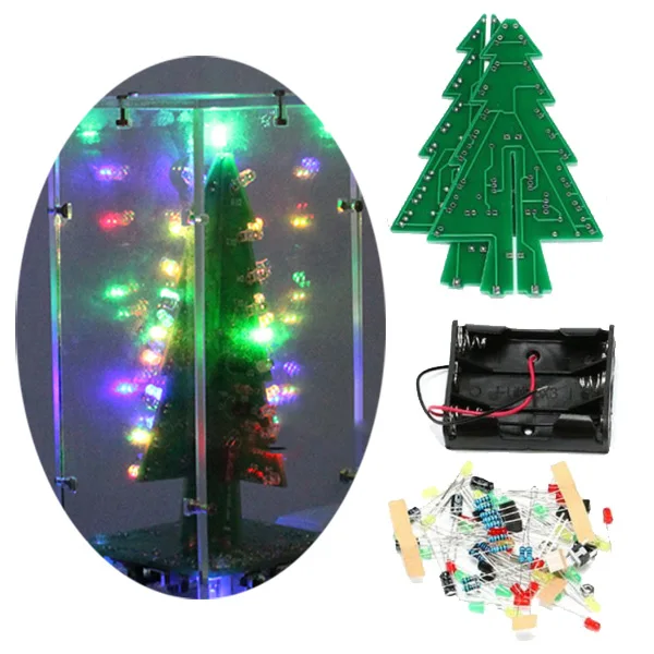 3D Рождественские елки DIY Kit светодиодный светильник Вспышка 3 цвета схема подарок декор