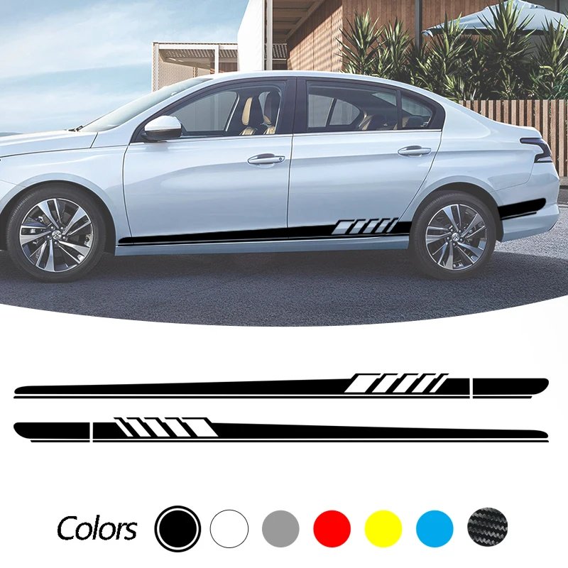 2 Pezzi Per Peugeot 307 206 308 407 207 3008 208 508 2008 301 408 607 4008 5008 Car Long Side Stripe Sticker Accessori Tuning Auto