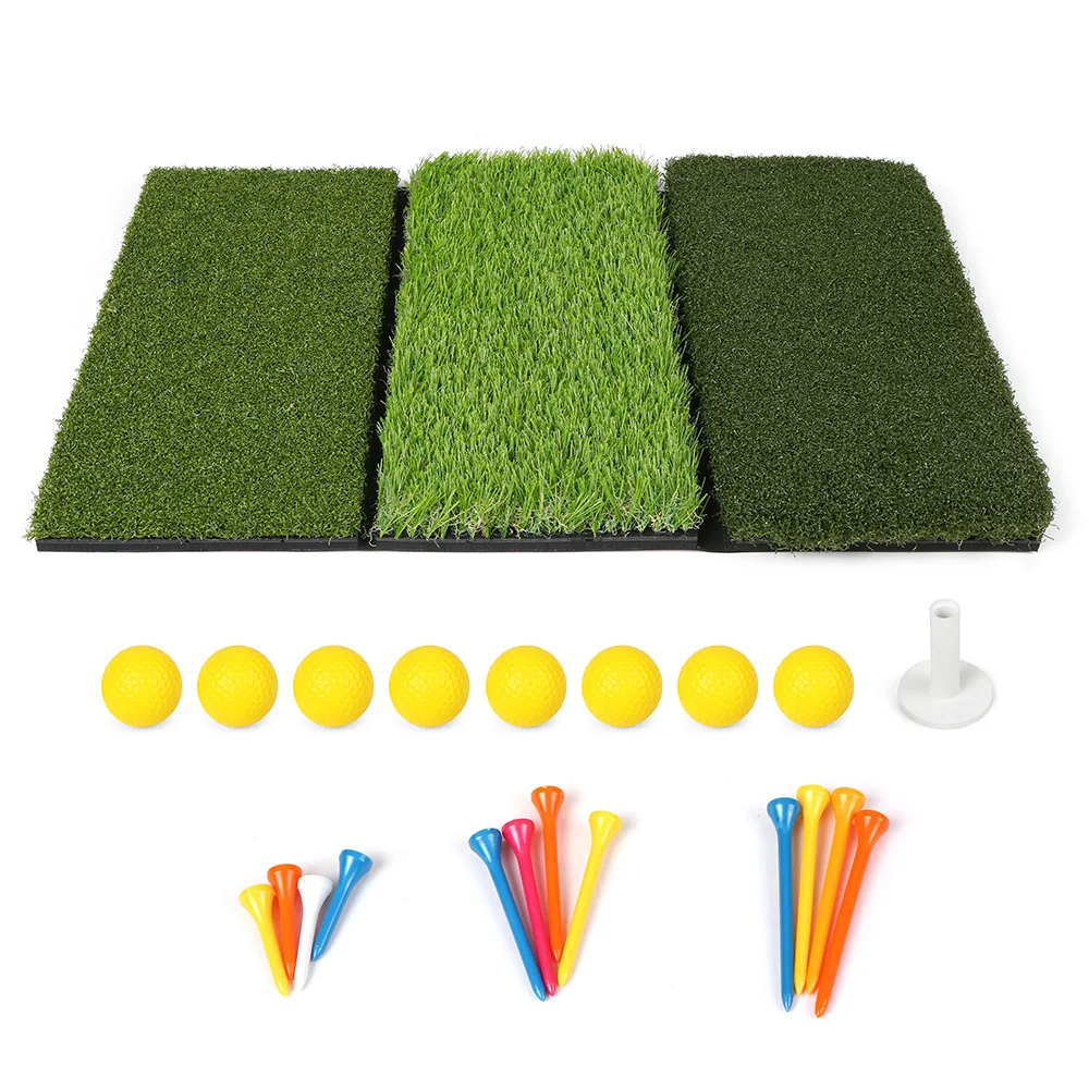 

3-IN-1 Residential Golf Hitting Mat Golf Swing Pad Backyard Practice Golf Training Turf Grass Mat Tee Holder Foam Balls Included