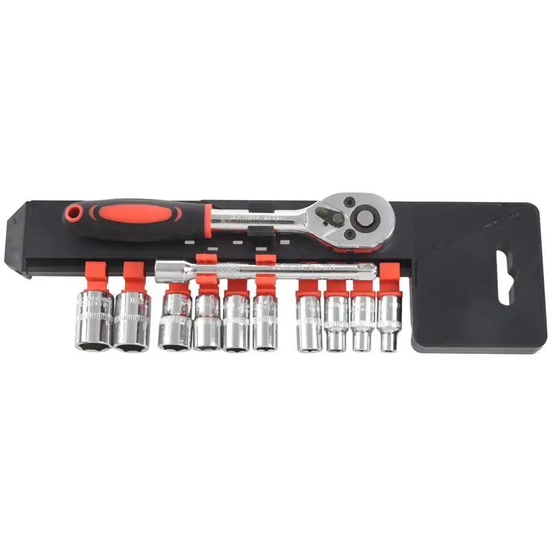 

12pcs 1/4-Inch ( 6.3MM ) Socket Wrench Set CR-V Drive Ratchet Wrench Spanner for Bicycle Motorcycle Car Repairing Tool Set