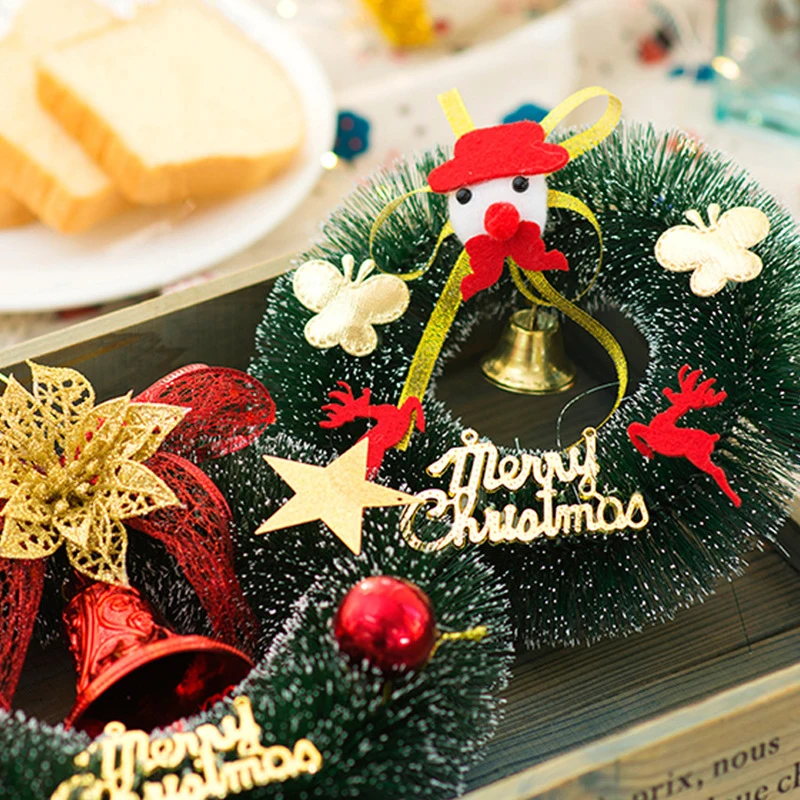 

Christmas Wreath Christmas Creative Decoration Pendant Star Bell Ribbon Christmas Element High-grade Pine Needle Wreath 50% off