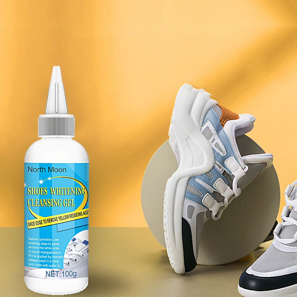 100ml Shoes Cleaner Kit with Tape & Brush Shoes Whitening Kit Multifunction White Shoe Cleaning Agent for Canvas Fabric 3