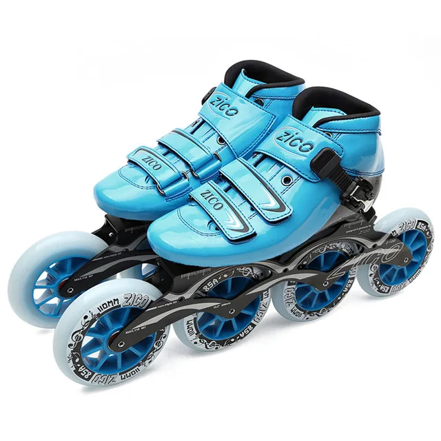 Blue Скорость роликовые коньки углеродного волокна 4*90/100/110 мм конкурс 4 колеса уличные гонки Катание на коньках, схожий с термопластичным каучуком, Powerslide CityRun - Цвет: Blue