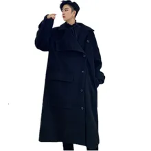 Зимнее модное мужское тканевое пальто, длинный Тренч, шерстяное пальто оверсайз, парка с капюшоном, деловая одежда, Мон Эркек кабан абриго