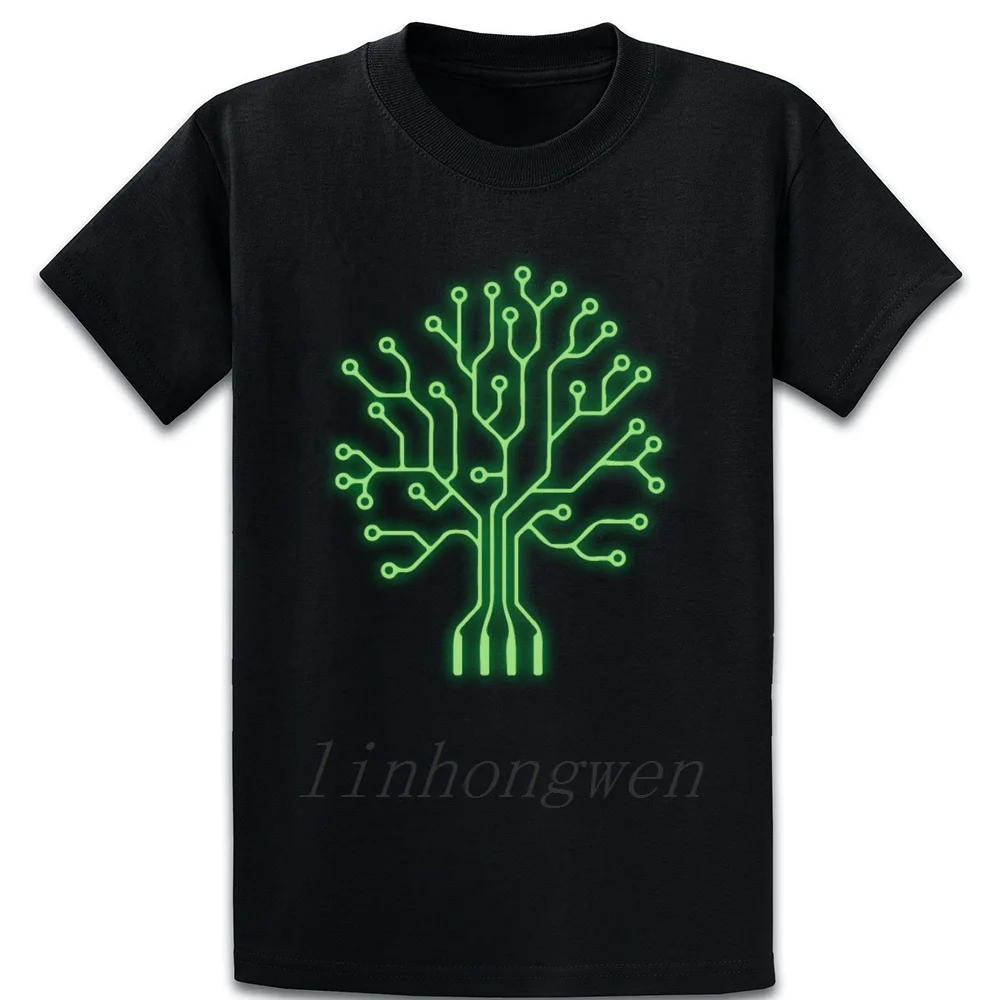 Neon Binary Tree Pcb компьютерная программирующая футболка с круглым вырезом, модный подарок, Летний стиль, одноцветная футболка, аутентичная трикотажная