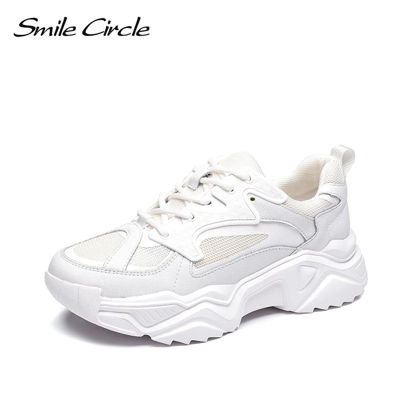 Женские кроссовки Smile Circle из натуральной кожи Дышащие на плоской платформе