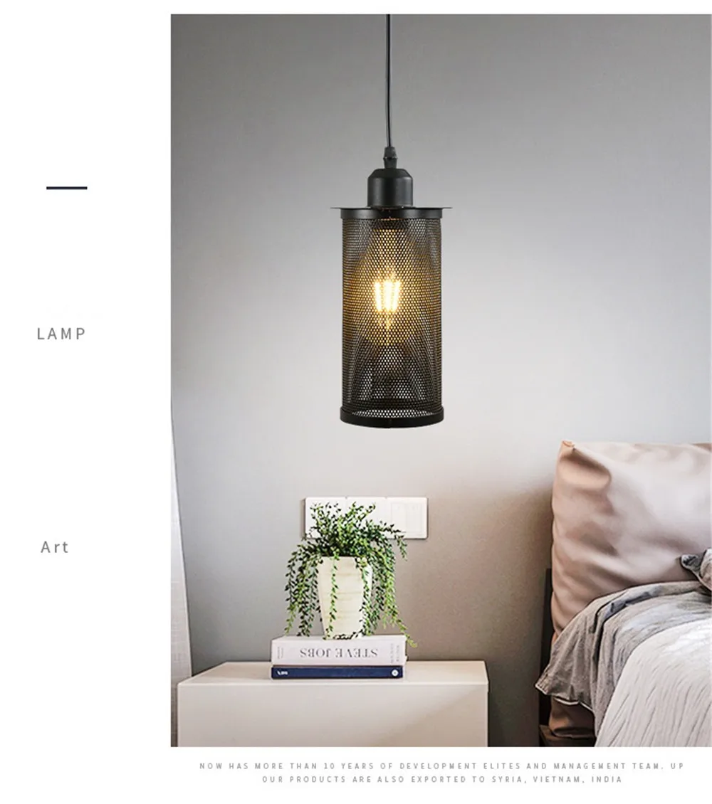 Retro Industrial LED Pendant Lamp Loft Decor Edison Vintage Single Head Hanging Light Dining Room Black Iron Home Lighting (10)