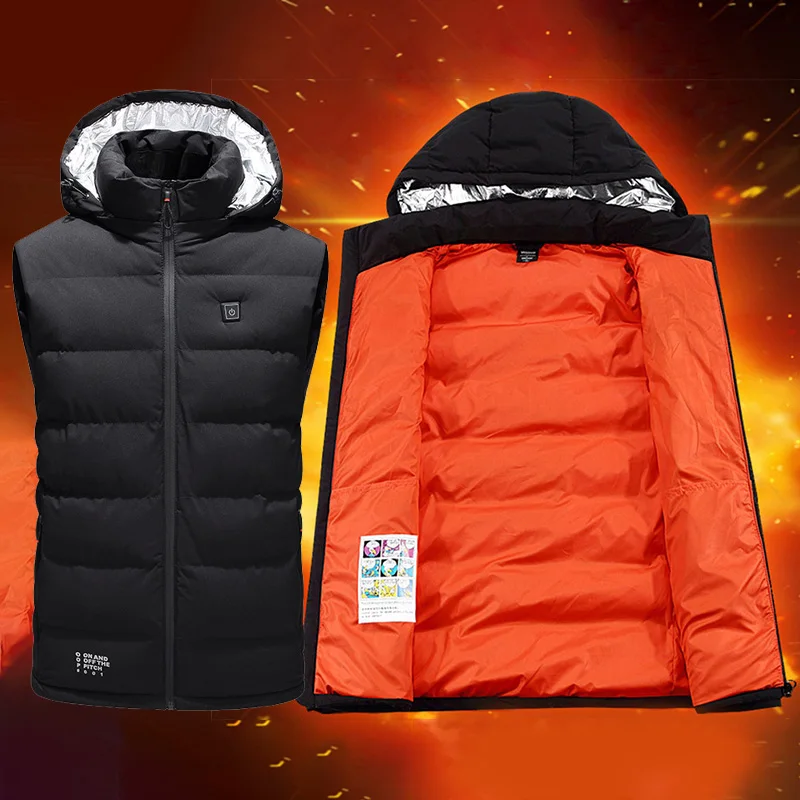 

USB Electric Heated Hooded Vest Unisex 3 Modes Warmer Winter Heating Coat Jacket 10WQuick Heating Mode