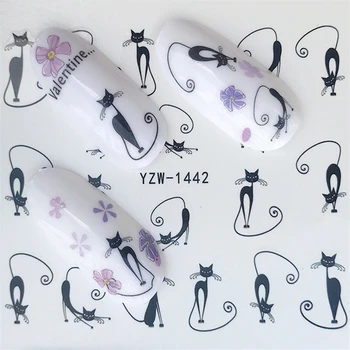 

FWC Water Transfer Nail Art Sticker And Decal Summer Designs Cartoon Cat Set Cute Slider Tattoos Manicure