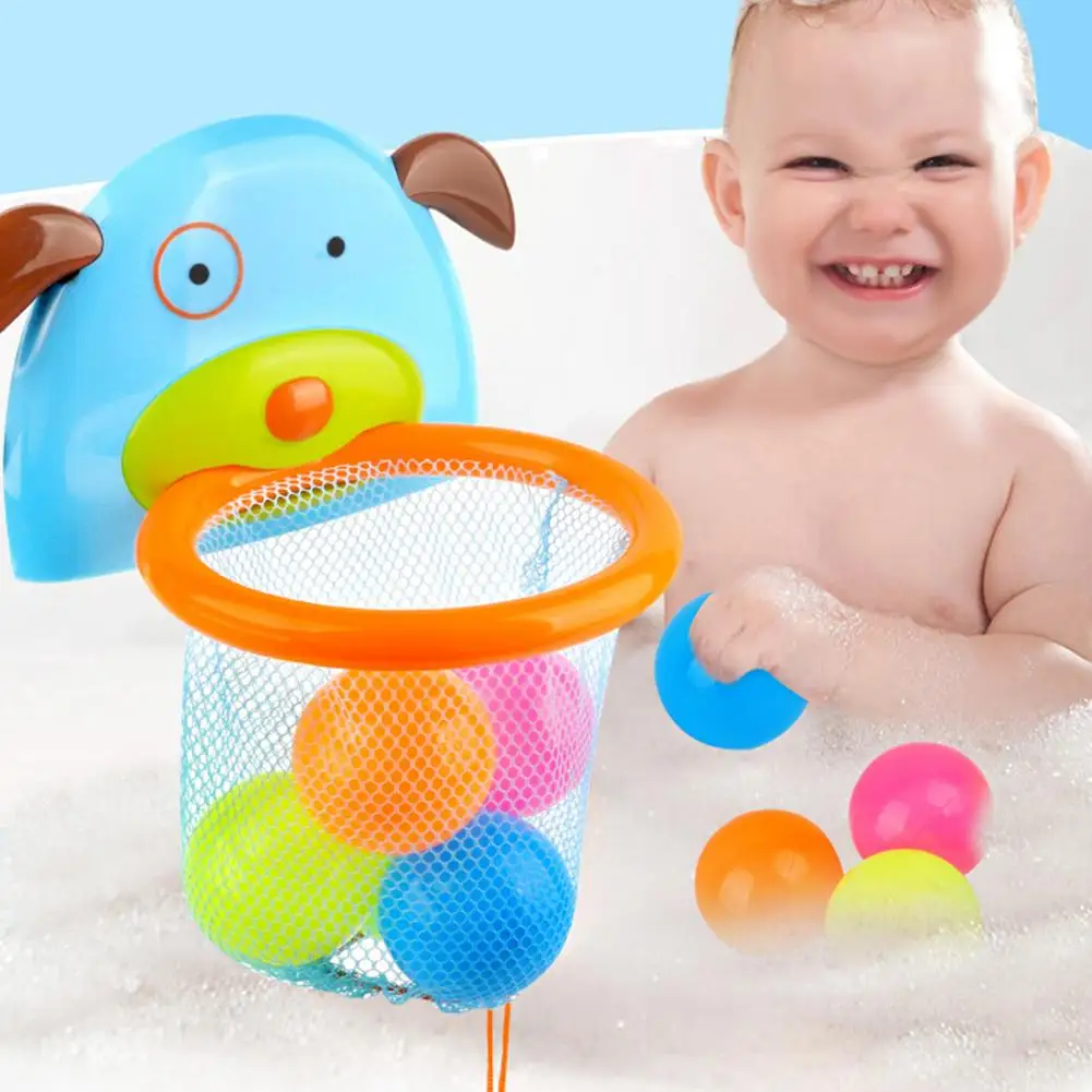 

6Pcs/Set Basketball Hoop Shooting Balls Dabbling Water Playset Baby Bath Toy Boosting their athletic precision fine motor skills