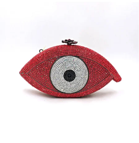 Boutique De FGG Bolso De Mano De Ojo Turco Para Mujer, Con Purpurina, Con Cristal, Para Fiesta, Cena, Diamantes De Imitación, Mini, 130-10 Plata Ab, Pequeña