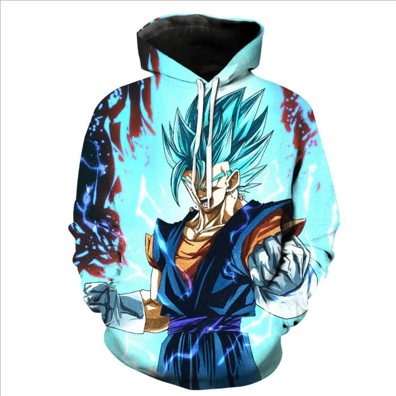 I2u 3d принт размера плюс пуловер Топы dragon ball Гоку мультфильм толстовки Толстовка С Карманами Для Взрослых