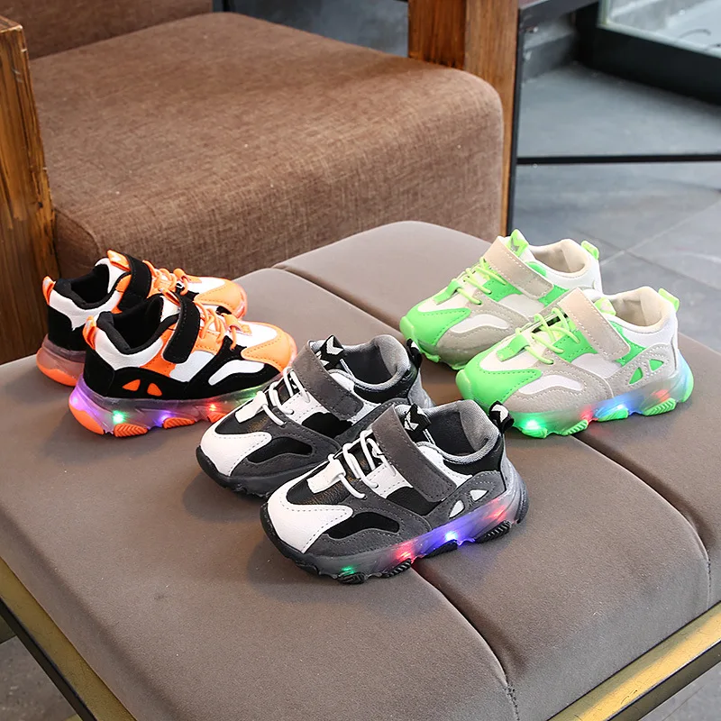 Size 21-30 Children LED Sneakers with Light Up Sole Baby Toddler Led Luminous Shoes for Girls Glowing Lighted Kids Boy | Детская одежда