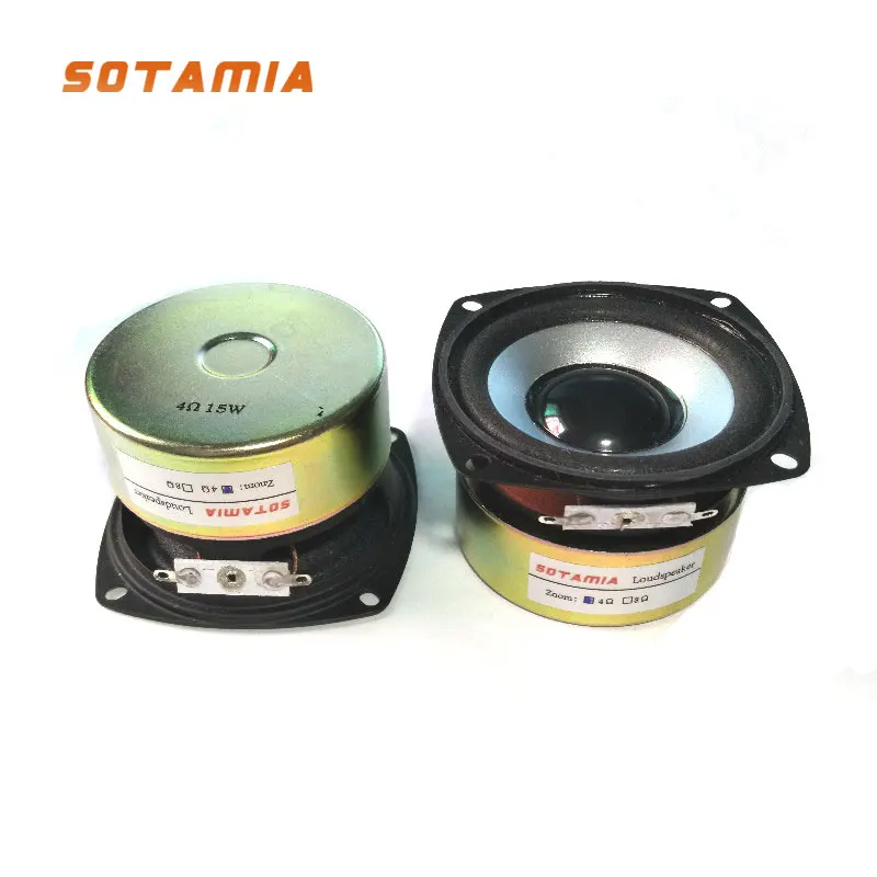 

SOTAMIA 2Pcs 3Inch Audio Portable Full Range Speakers Driver 4 Ohm 15W Loudspeaker DIY Sound Subwoofer Speaker Home Theater