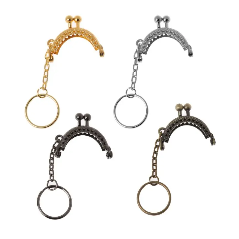 

1PC Iron Alloy Coin Purse Bag Arch Frame Kiss Clasp Lock With Key Ring DIY Craft Oval Shape 4cm