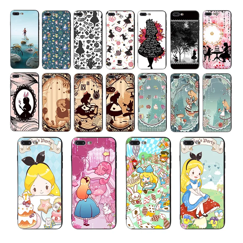 

Alice in Wonderland soft phone case X XR 7 for iphone 11 pro xs max 8 6s 6 plus cover se 5 5s 10 Cute Cartoon Princess TPU shell