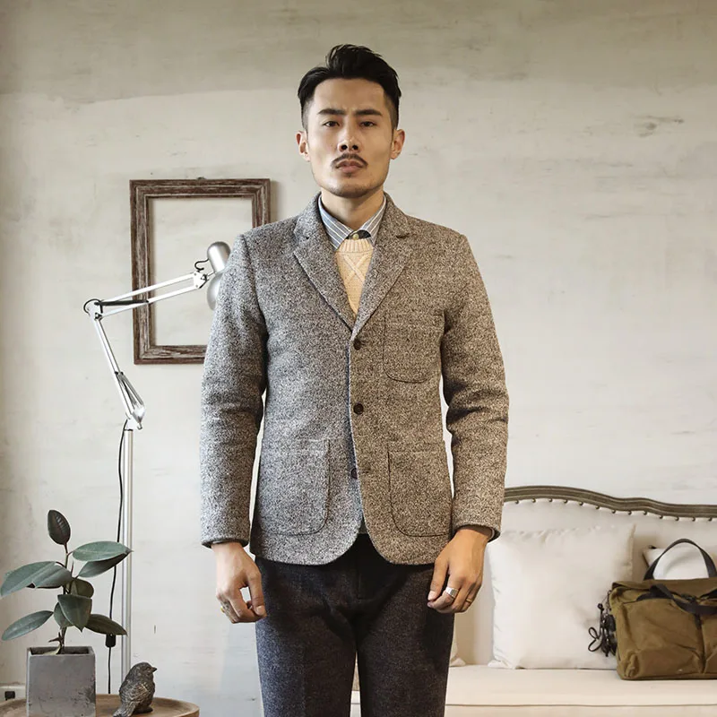 Great Value TS-0001 Read Description ! Asian size mans winter thick warm wool blazer jacket