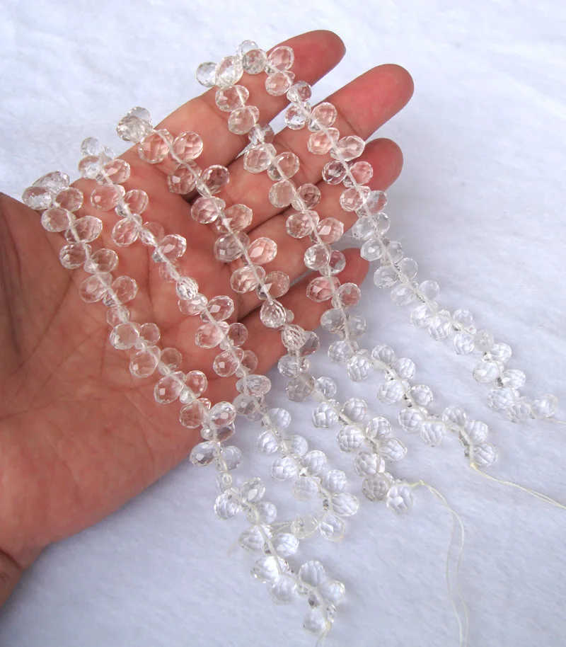 Natural Rock Crystal Faceted Briolette Teardrop Loose Beads For Jewelry Making DIY Bracelet Necklace Earrings | Украшения и