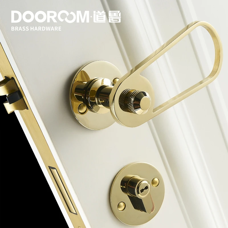 Дверной рычаг Dooroom латунный ультратонкий бесшумный черный и золотой современный