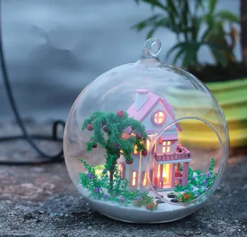 

MG006 DIY Wooden Glass Ball Doll House Forest Villa Building Model Kits Sunshine Alice Miniature With Furniture Cute Dollhouse