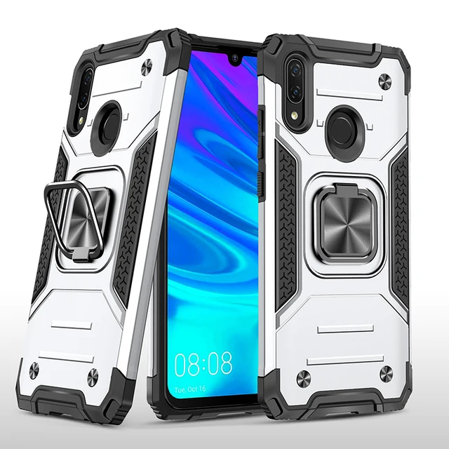 For Huawei P Smart 2019 Honor10 lite Cases Shockproof Armor Magnet Case Ring Stand Bumper Phone Back Cover For P Smart 2019 Case Silver