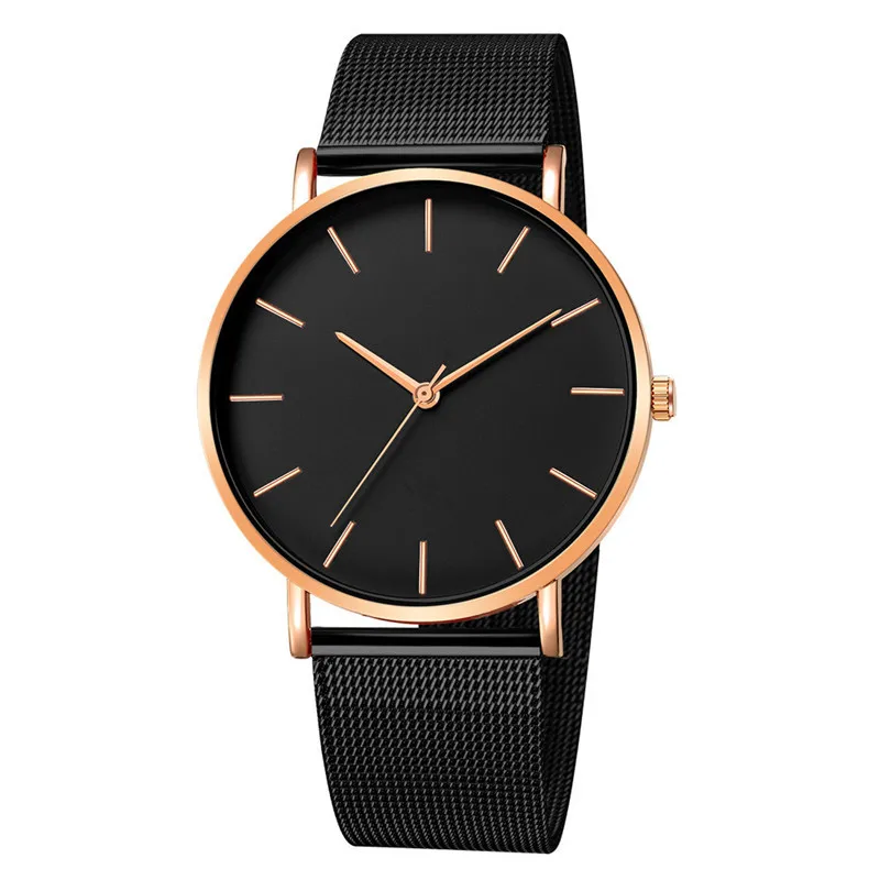 Montre Femme, сетчатый ремень, ультра-тонкие минималистичные женские часы, relojes para mujer, розовое золото, спортивные наручные часы, relogio masculino - Цвет: black rosegold black