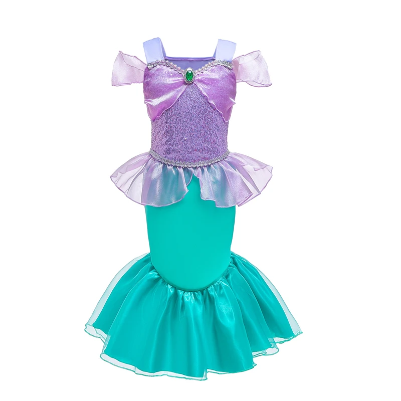 Новогодний костюм Русалочки для девочек; рождественское платье принцессы Ариэль для девочек; платье для дня рождения; Fantasia Infantil Ariel