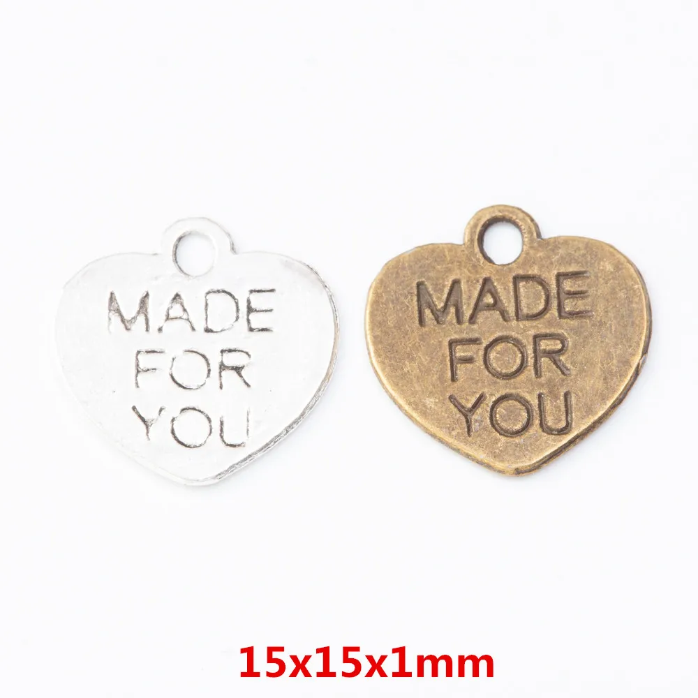 

110 pieces of retro metal zinc alloy love pendant for DIY handmade jewelry necklace making 7966