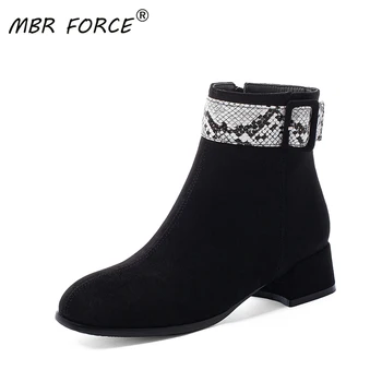 

MBR FORCE Winter 2020 high quality thick bottom fashion wild British ladies short boots warm round head zipper high heel boots
