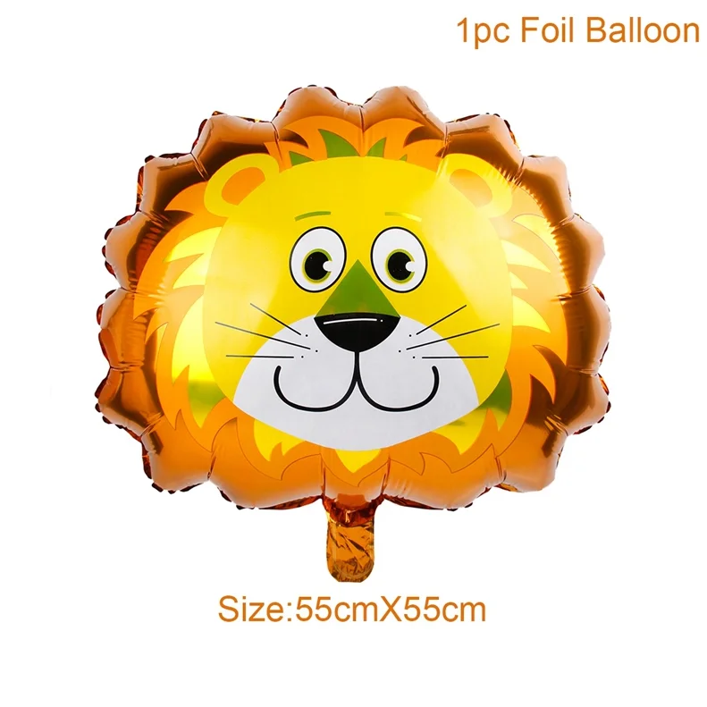 10 шт. воздушные шары из алюминиевой фольги с мультяшными животными для вечеринки в стиле сафари, украшение для дня рождения, милый воздушный шар, повязка на голову - Цвет: lion balloon