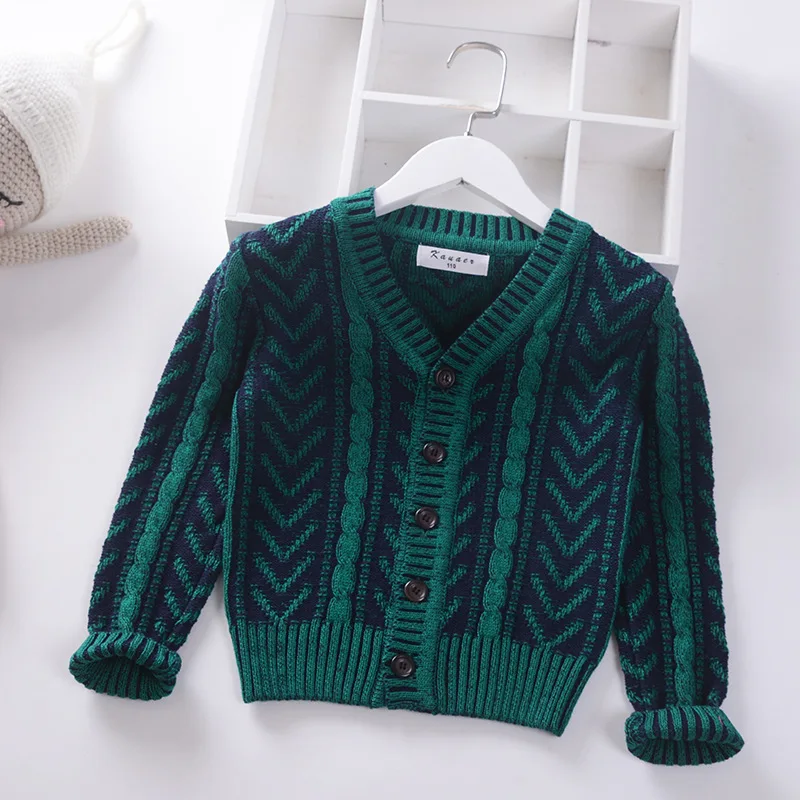 

Big Boy Cardigan Sweater 2019 Winter Warm Knit Cotton Jacket Children Clothes Fashion Thick Sweater for Boys 4--9Y Kids Tops